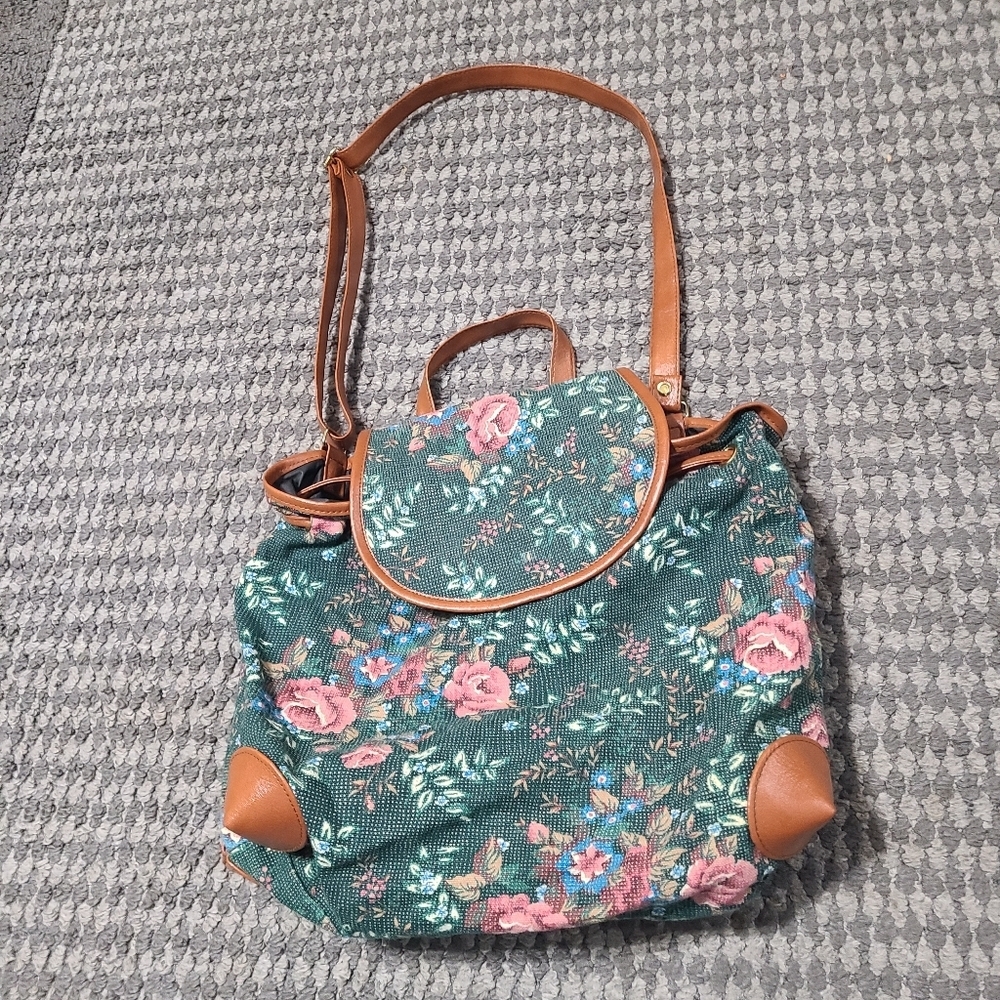 vintage 1994‎ Avon Garden Tapestry shoulder bag green floral pattern VTG - Picture 14 of 16